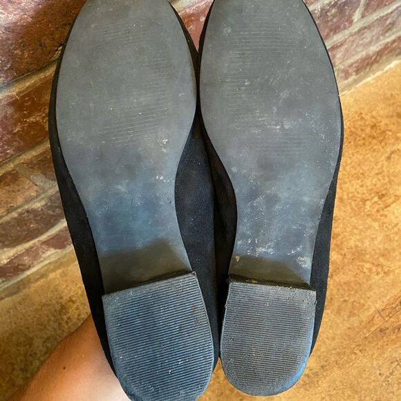 Asos black suede leather bow top square toe slip on loafers - Picture 5 of 6